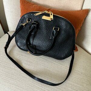 Burberry small black orchard heritage grain leather top handle bag